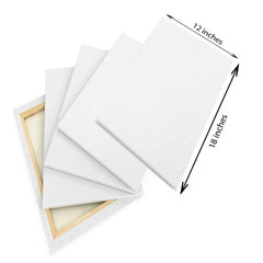 Pack of 5 canvas boards sized 12x18 inches for painting and art use