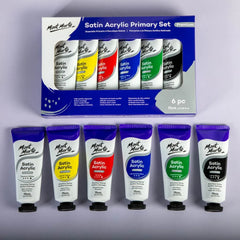 Mont Marte Satin Acrylic Paint Set – Primary Colors 6 x 75ml