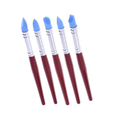 5pcs professional silicone rubber tip paint brushes for acrylic, oil, and watercolor painting