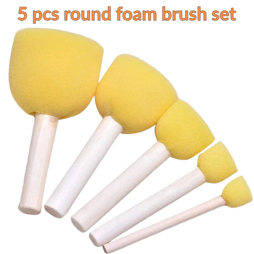 5 pcs sponge drawing stamp DIY foam paint brush set for kids’ crafts and art projects