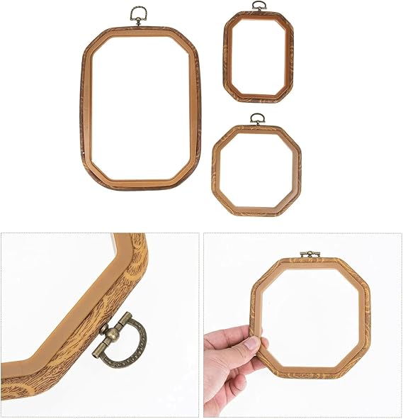 Vintage Polygon Embroidery Hoop Handheld Cross Stitch Holder Frame