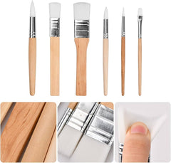 Keep Smiling Wooden Stencil / Brushes for Art Project Acrylic Oil Watercolor Painting Card Making and DIY Art Crafts Brush (Pack of 6)