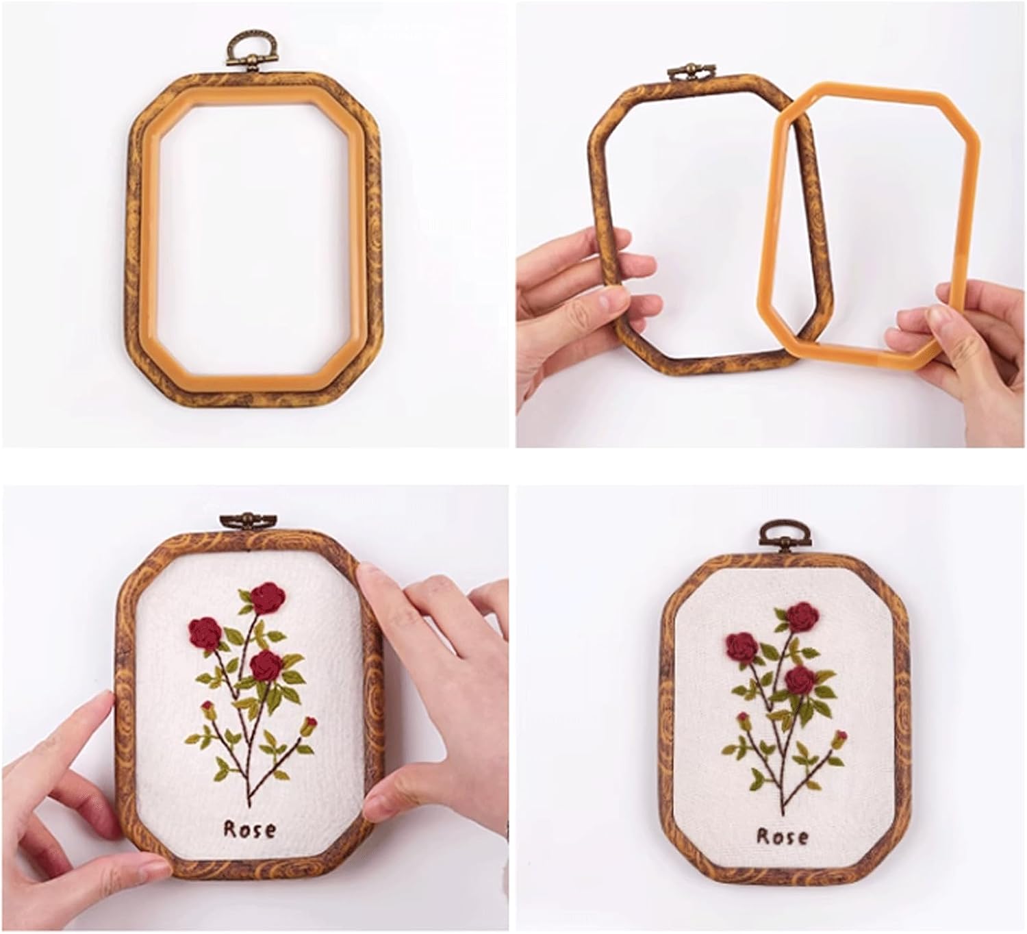 Vintage Polygon Embroidery Hoop Handheld Cross Stitch Holder Frame