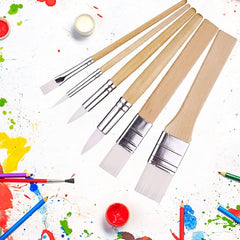 Keep Smiling Wooden Stencil / Brushes for Art Project Acrylic Oil Watercolor Painting Card Making and DIY Art Crafts Brush (Pack of 6)