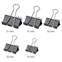 binder clip paper clip pack of 12 sizes 19mm 25mm 32mm 41mm 51mm for office use