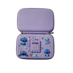 Stitch 3D pencil case with calculator embossed fiber pouch for kids stationery