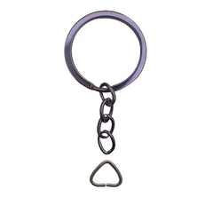 6 piece silver flat split key rings with link chain for keychains and DIY crafts
