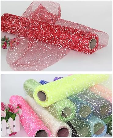 Snow dots gauze flower wrapping mesh roll for floral bouquets and gift packaging