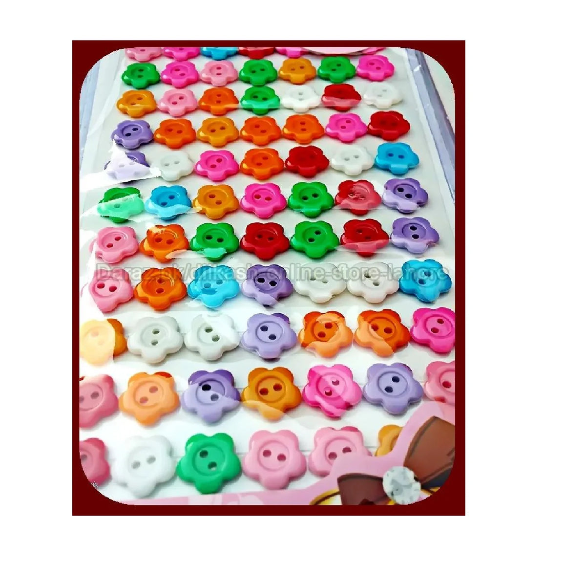 Flower shape sticky colorful fancy buttons 77 pieces for art and craft DIY decoration