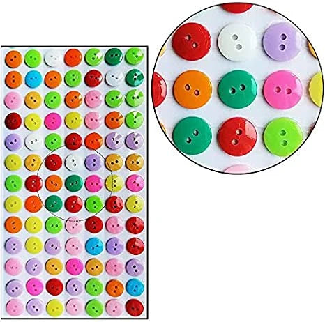 Round shape sticky colorful fancy buttons 77 pieces for art and craft DIY decoration