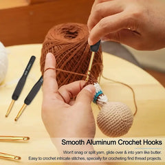 Colorful Soft Handle Crochet Hook Set – 9pcs Black Grip Crochet Needles for Yarn, Knitting & DIY Crafts