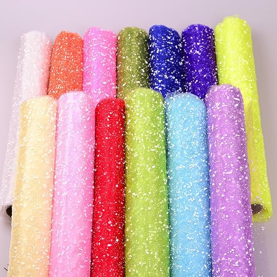 Snow dots gauze flower wrapping mesh roll for floral bouquets and gift packaging