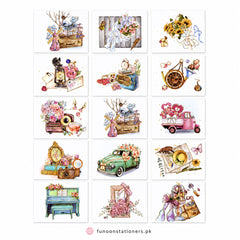 Pack of 5 decorative floral mini gift cards for greeting messages, gift wrapping, bouquets, scrapbooking, journaling, and DIY crafts on a white background.