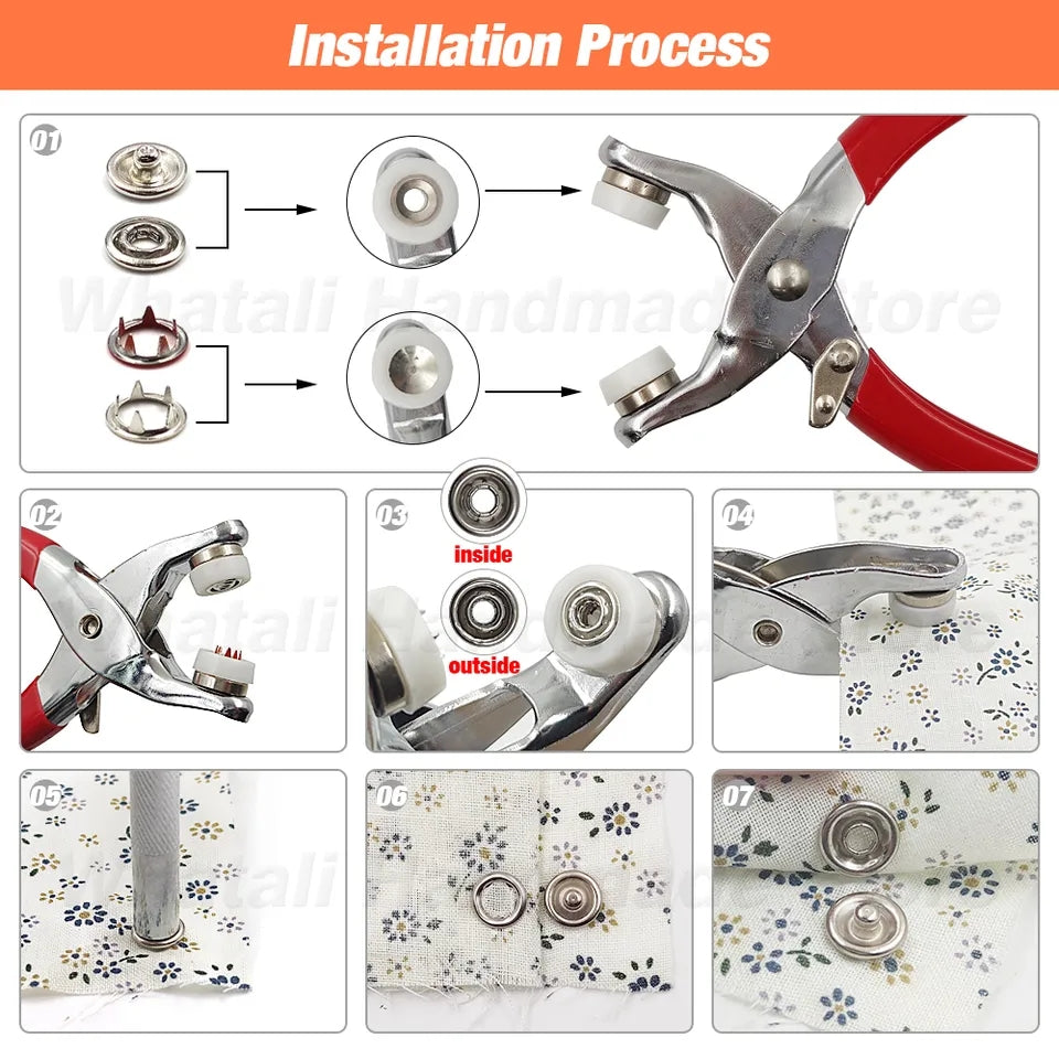 9.5mm Metal Snap Button Plier for Sewing Tich Buttons and DIY Projects