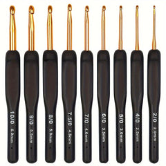 9pcs colorful soft handle crochet hook set with black grip handles crochet needles for yarn knitting amigurumi and DIY crafts