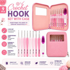 9 Pcs Crochet Hook Set with Case for Crochet Projects