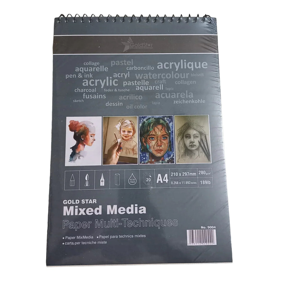 Gold Star Mix Media Pad A4 size for watercolor, acrylic, markers, and mixed media art
