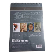 Gold Star Mix Media Pad A4 size for watercolor, acrylic, markers, and mixed media art
