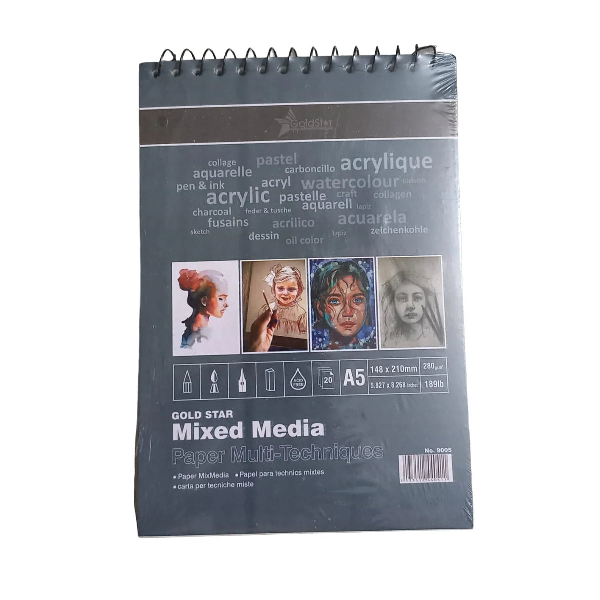 Gold Star Mix Media Pad A5 size for watercolor, acrylic, markers, and mixed media art