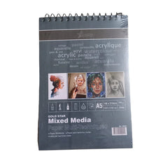 Gold Star Mix Media Pad A5 size for watercolor, acrylic, markers, and mixed media art