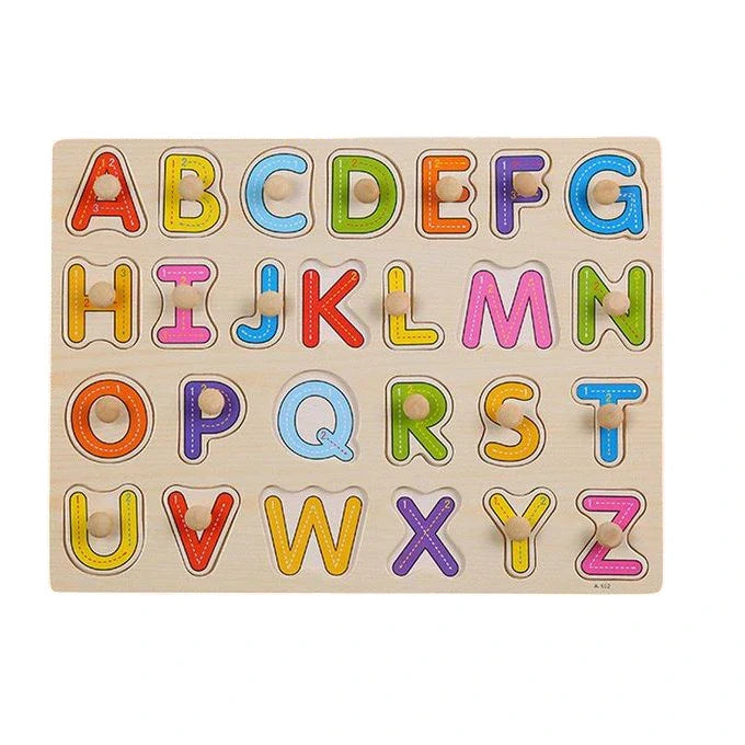 Preschool wooden ABC alphabet puzzle board jigsaw for toddlers and kids educational toy