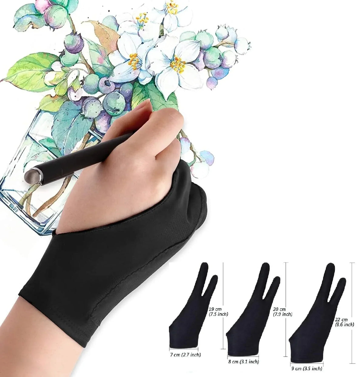 Artist two finger drawing glove for smudge free sketching and digital drawing