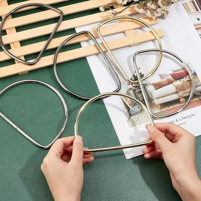 Metal D-shaped bag handles for handmade handbags, crochet bags, and DIY bag making