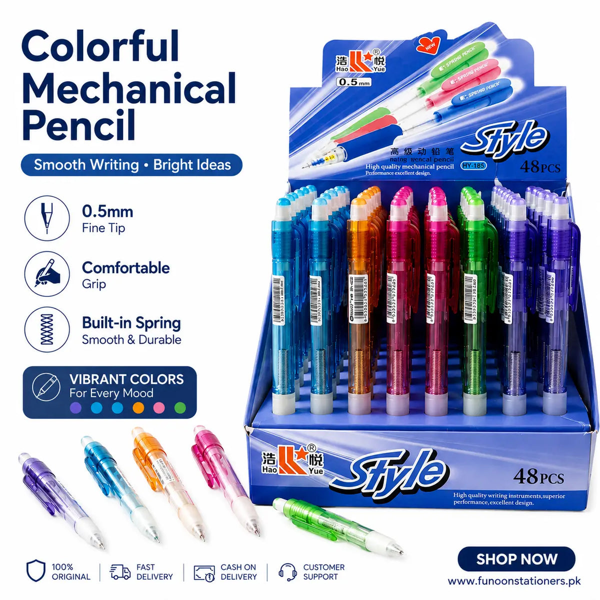 Baiku 0.5mm mechanical clutch pencil assorted colors for writing and drawing
