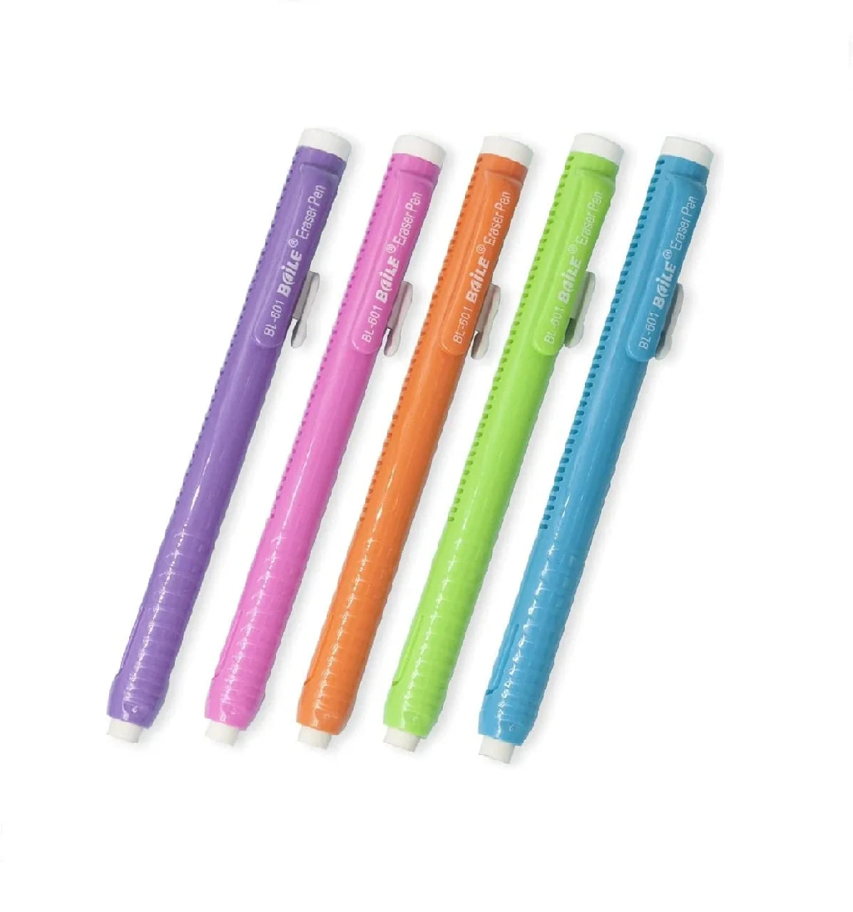 latex-free retractable pencil erasers in five vibrant colors, 3.7-inch design for clean, crumb-free erasing of pencil marks