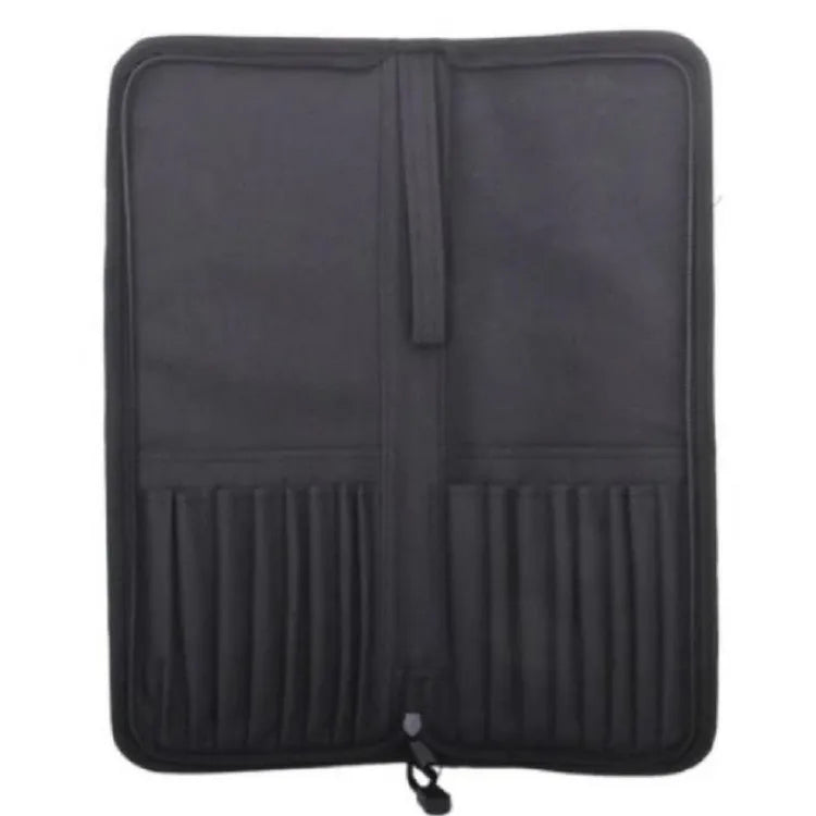 Black folding Oxford cloth zipper artist brush holder bag for paint brushes and pencils