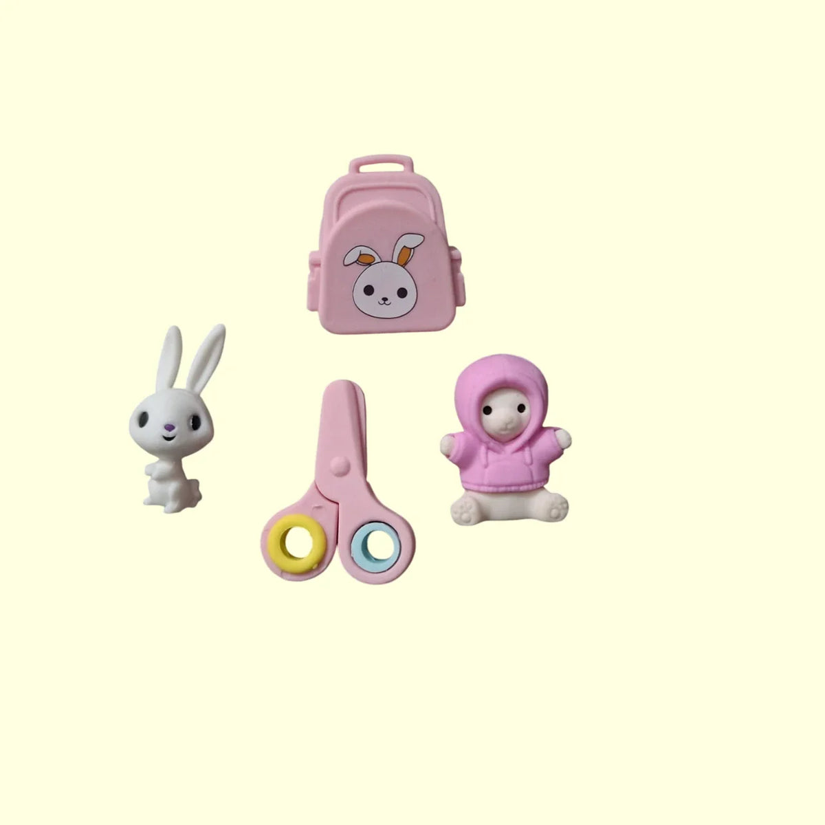 Girl Power 1 box of 4 small / mini erasers (1-3cm) / fancy erasers / rubbers - stationery rubber for kids - girls and boys