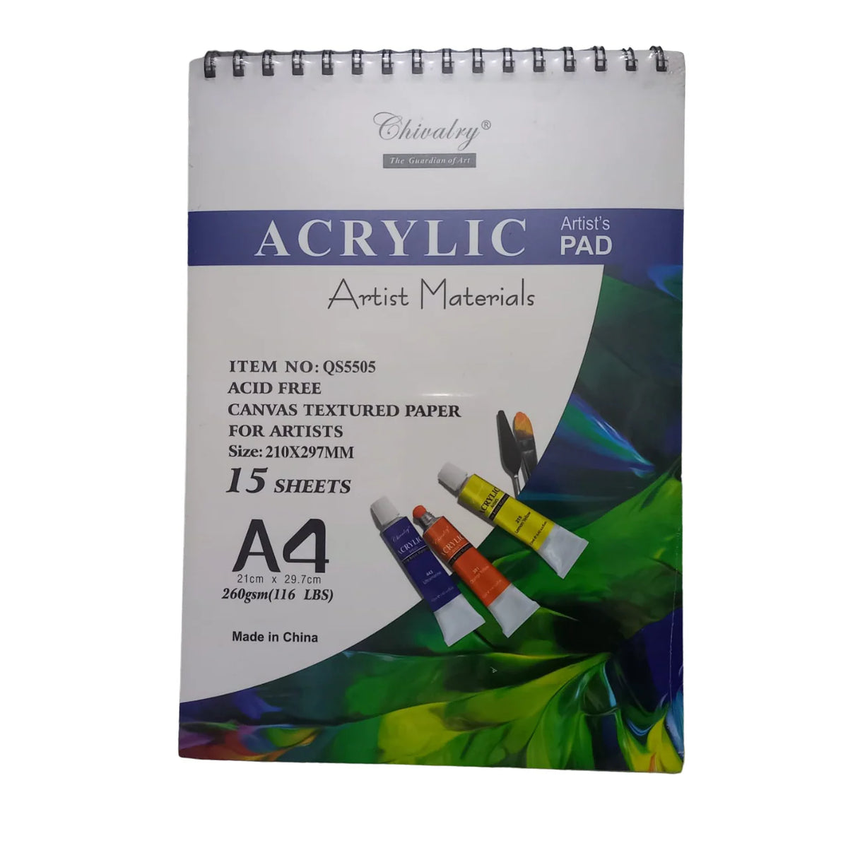 Chivalry A4 acrylic artist's pad 260gsm with 15 sheets for painting