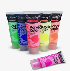 Chivalry Fluorescent Acrylic Paint Colors Pack of 6x20ml bright neon acrylic paints for canvas, craft, and art projects