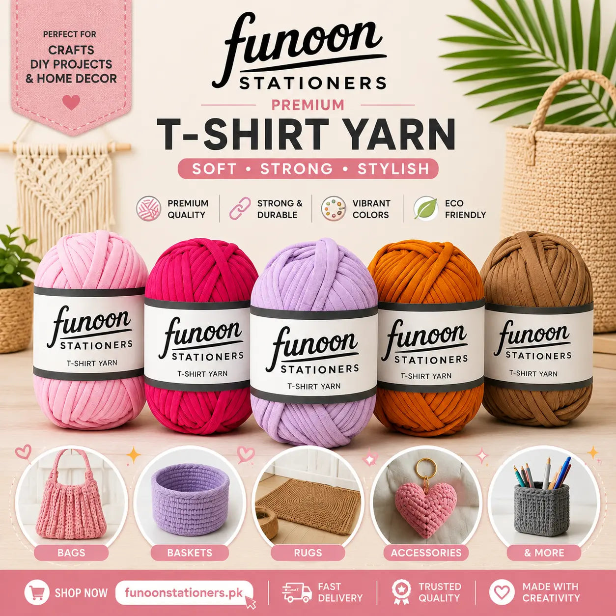 Soft T-Shirt Yarn in Plain Colors for Crochet and Knitting