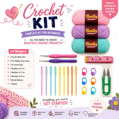Crochet Accessories Set with Yarn Complete Starter Kit