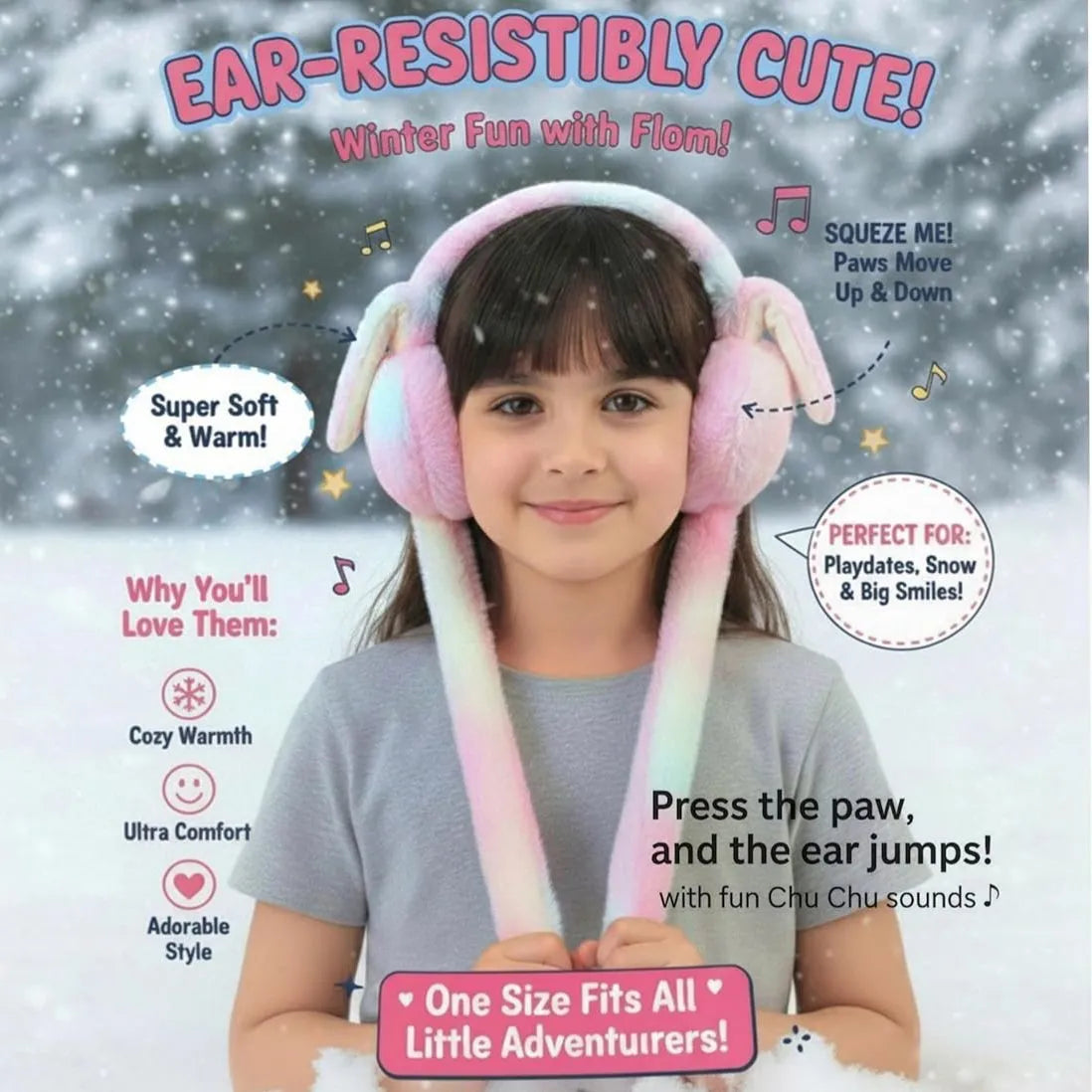 Soft Furry Adjustable Ear Muffs for Ladies and Girls for Winter Wear