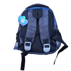 Cute Batman character school bag for kids with adjustable shoulder straps, ideal for playgroup, preschool, kindergarten, school, and picnic use on a white background.