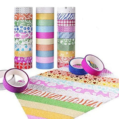Decorative multicolor washi tape pack of 10 for journaling scrapbooking and DIY crafts