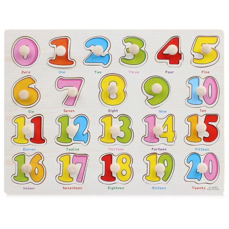 Educational wooden letters and numbers puzzle matching game for kids wooden board learning toy