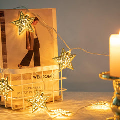Electric operated golden star LED metal string lights for Ramadan festival and home decoration