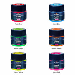Bluebird fabric paints 25ml x 6 neon shades permanent textile paints for clothes and DIY projects