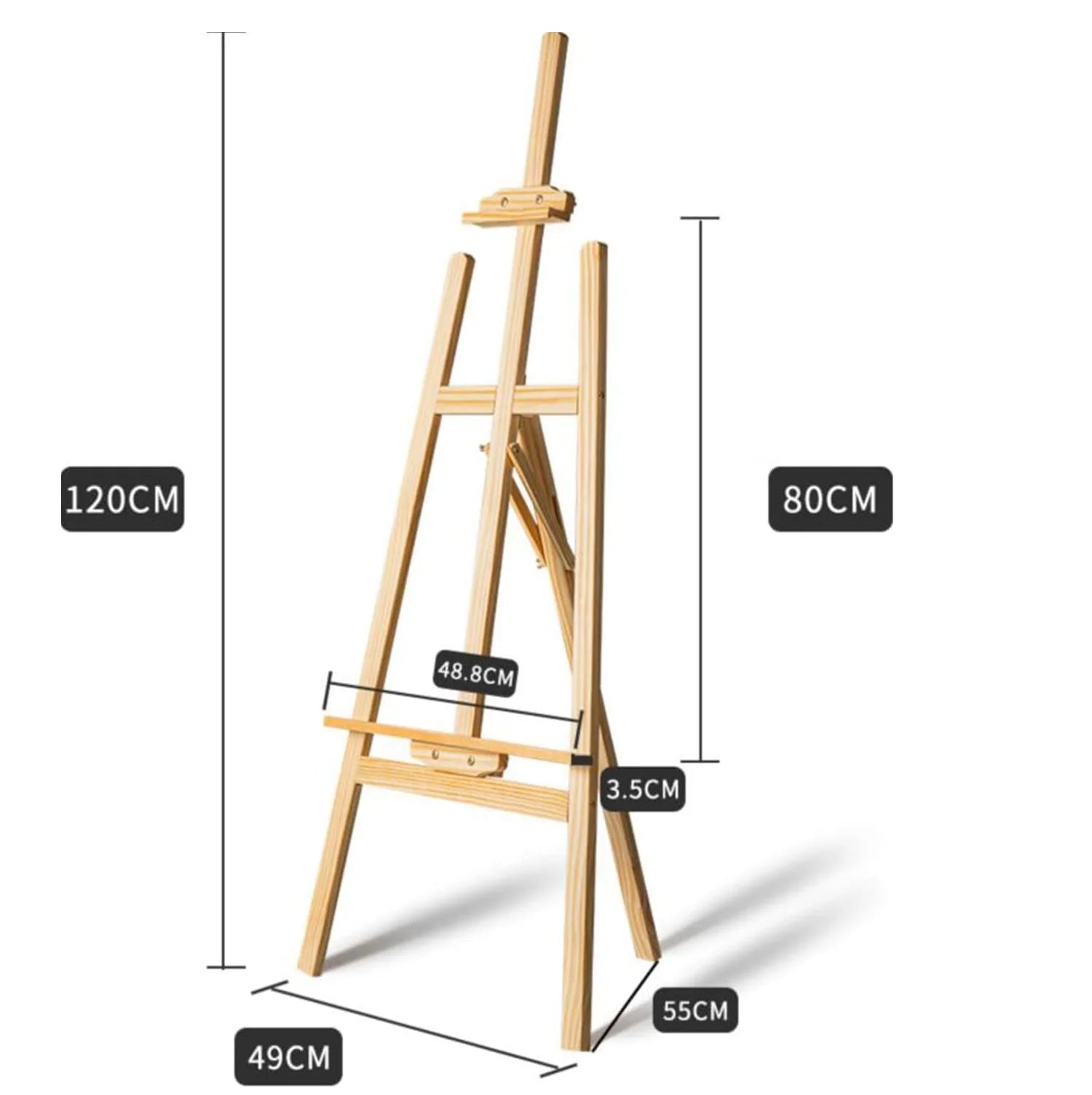 120cm fine art wooden A-frame easel for painting, drawing, and art display