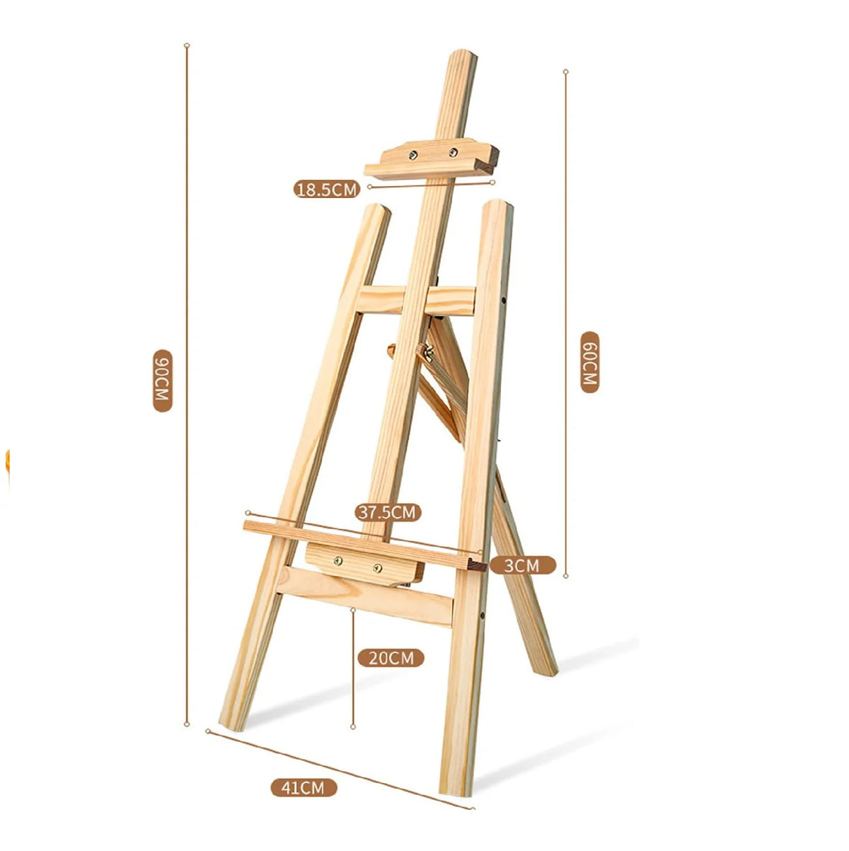 90cm fine art wooden A-frame easel for painting, drawing, and art display