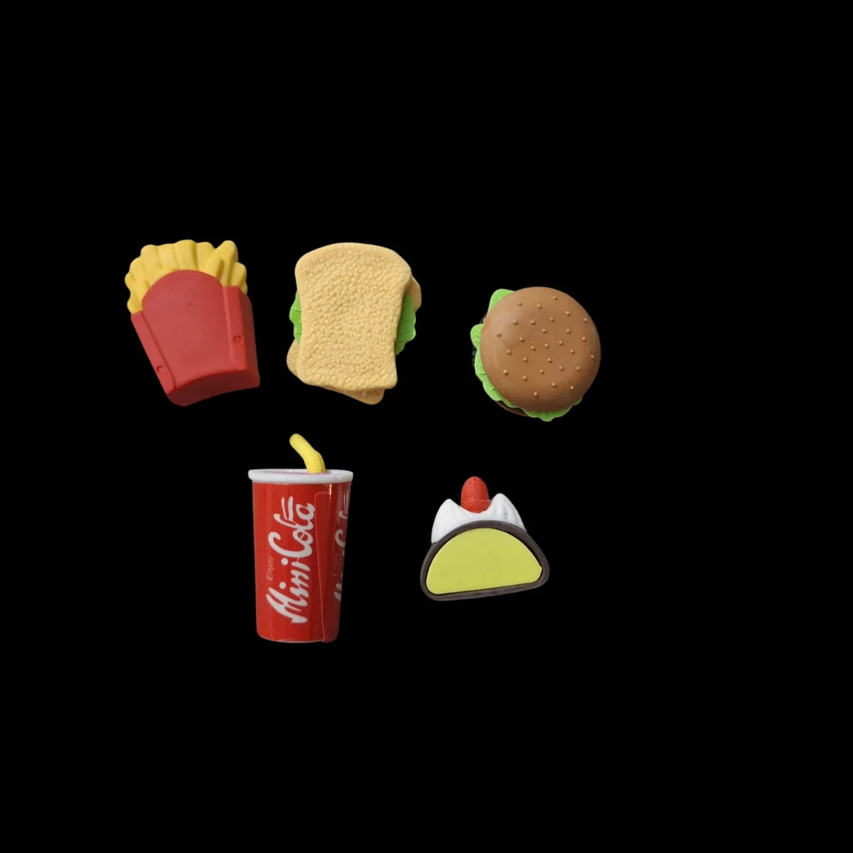 Foodie 1 box of 4 small / mini erasers (1-3cm) / fancy erasers / rubbers - stationery rubber for kids - girls and boys
