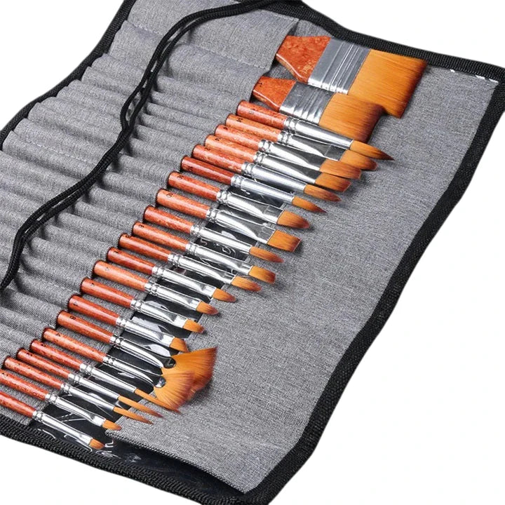 Giorgione 25-piece multipurpose artist paint brush set for acrylic, watercolor, and oil painting