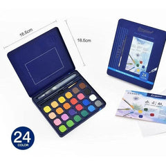 Giorgione 24-color solid watercolor paint set in blue tin box