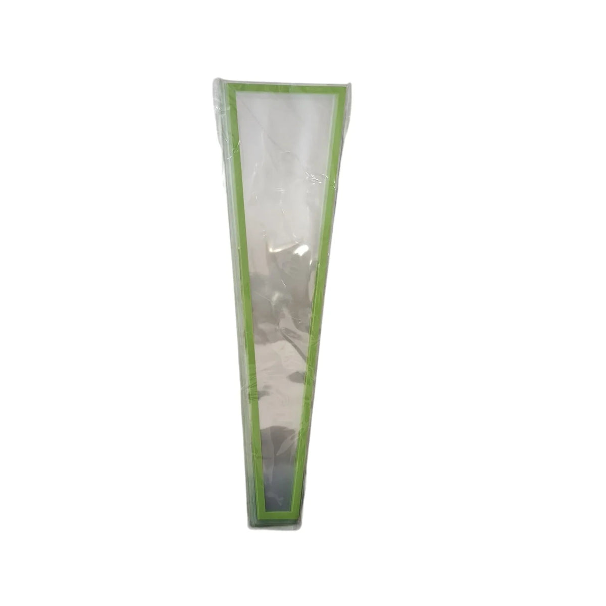 Transparent bouquet wrapping sleeve sheet with colored border for flower bouquet packaging, florist wrapping, gift presentation, and floral arrangements on a white background.