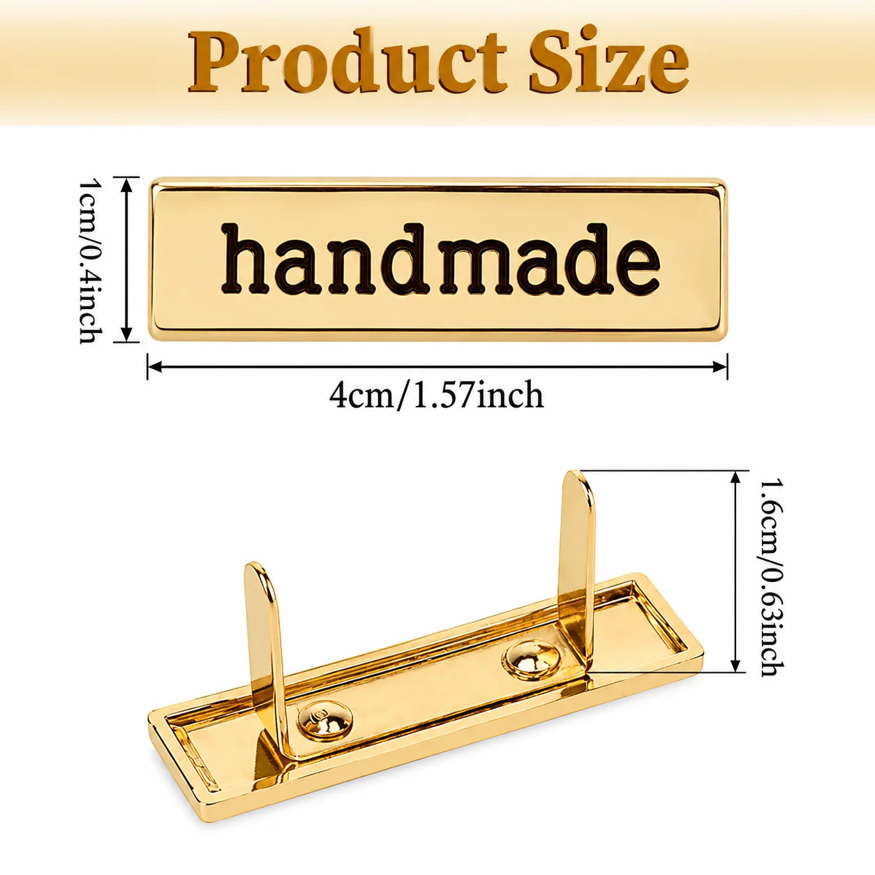 Handmade Golden Metal Tag 1 Piece for Bags and DIY Craft Projects