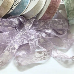 9-yard spray velvet printed lace ribbon roll, 3cm wide, for flower bouquets and gift wrapping