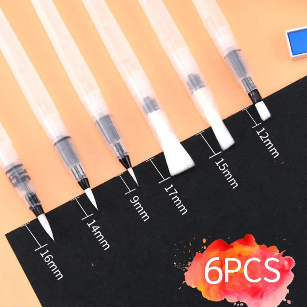 Watercolor brush pen refillable calligraphy drawing pen pack of 6 for painting and sketching